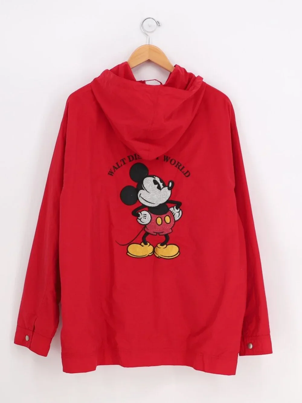 Vintage Walt Disney Mickey Red Hooded Zip Jacket Mesh Lined Size XXL